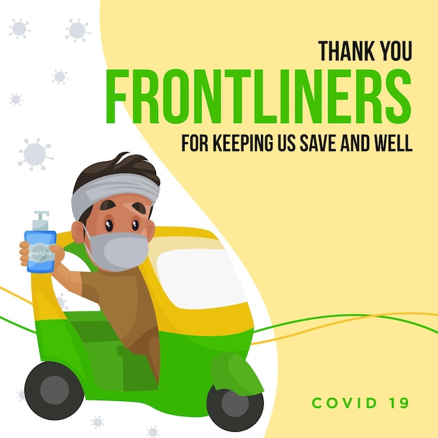 Thank you frontliners for keeping us safe and well banner design