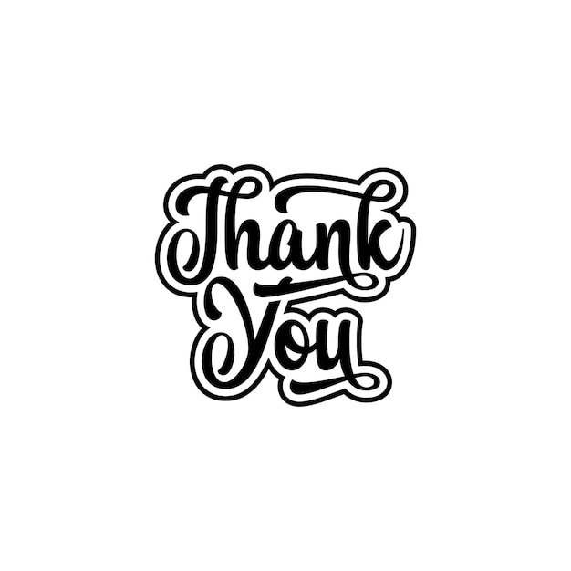 Thank You funny quote text art Calligraphy simple black color typography design vector