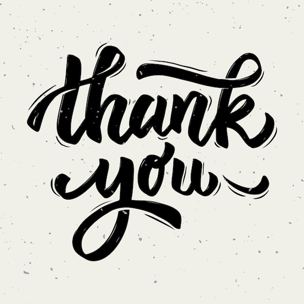 Thank you. hand drawn lettering phrase  on white background.