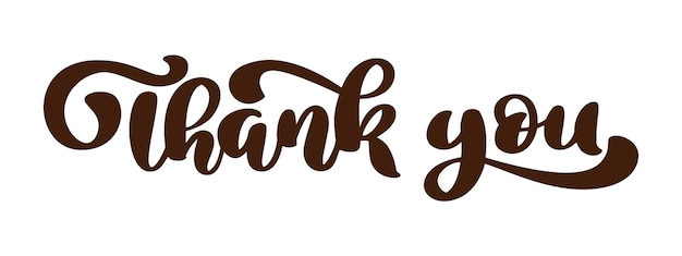 Thank you Hand drawn text phrase Lettering word graphic vintage art print for posters greeting card