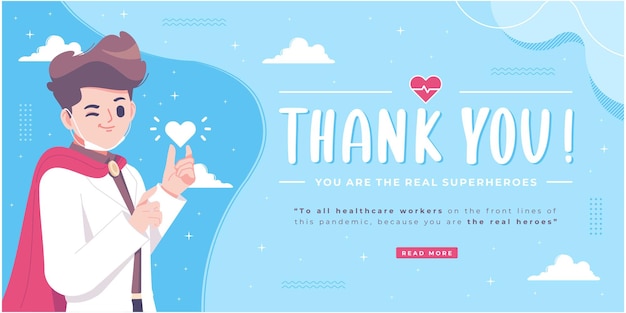 Vector thank you health workers hero banner template