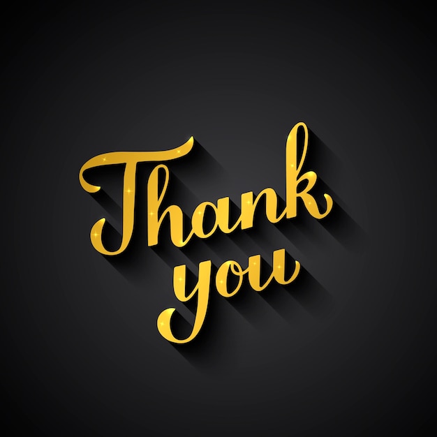 Thank you inscription Gold lettering on black background Vector template for wedding thank you card tag banner poster label etc