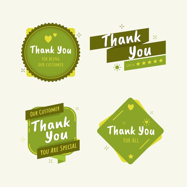 Vector thank you label design for greeting online shop customer