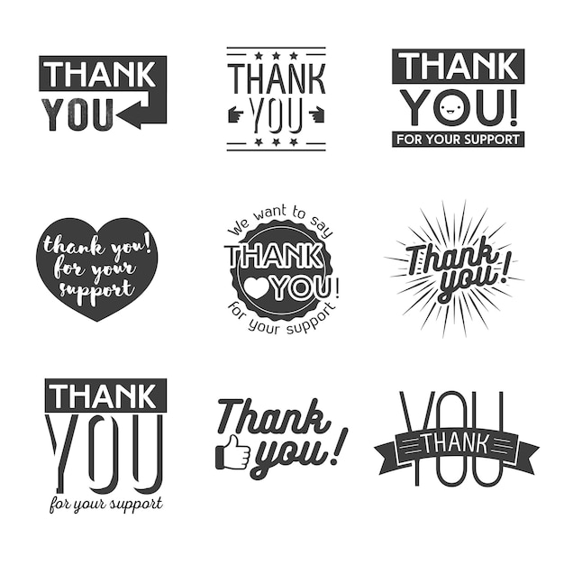 Thank you label set Isolated labels Vector Illustration