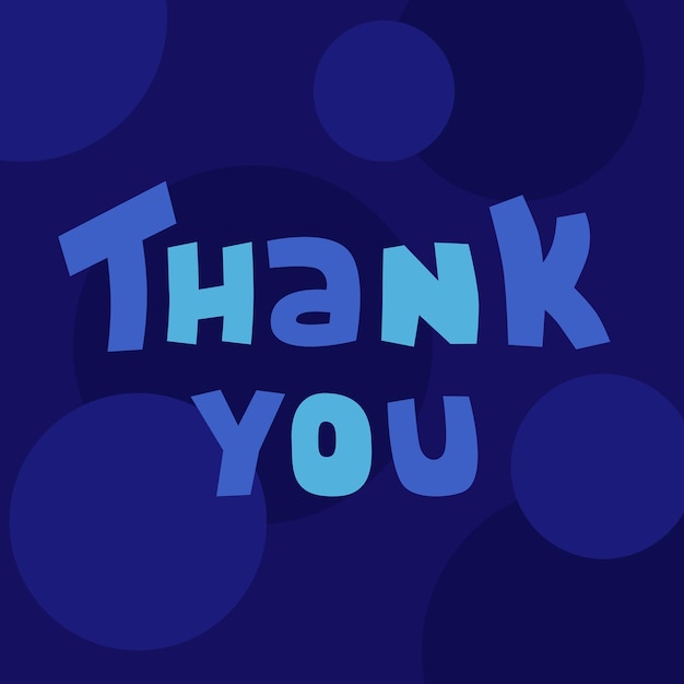 thank you lettering in blue colors against the background of night lights postcard banner