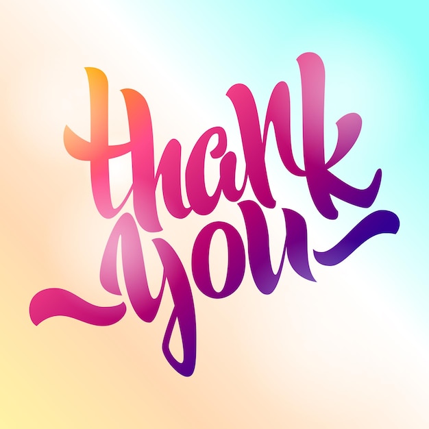 Thank you lettering. Hand written Thank you poster. Modern hand lettering on a colored background