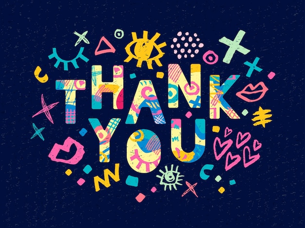 Vector thank you lettering illustration