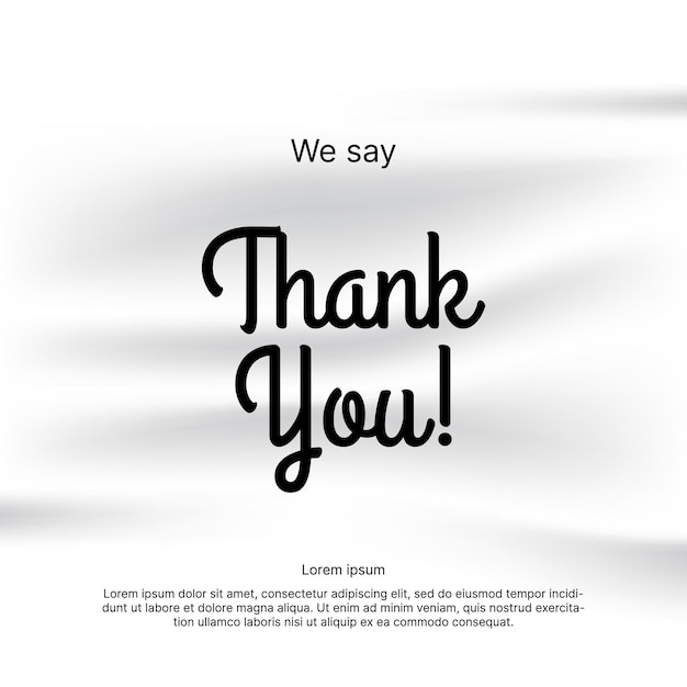 Thank you lettering typography vector design for greeting card on corrugated fabric background