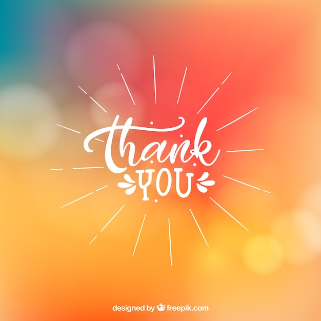 Thank you lettering with blurred background