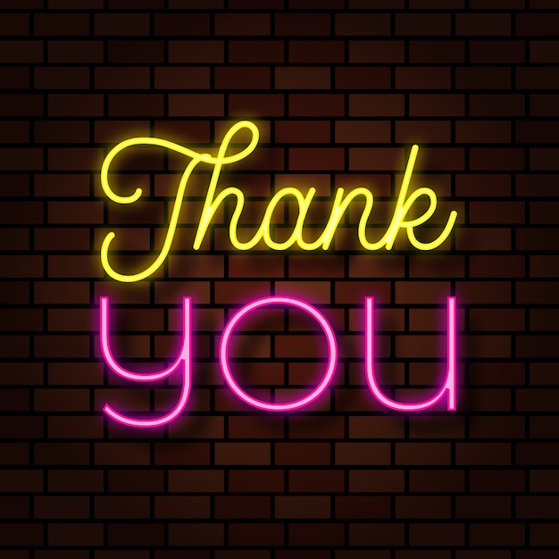 thank you neon light text effect illustration