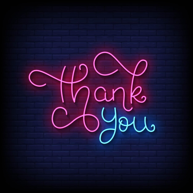 Vector thank you neon signs style text vector