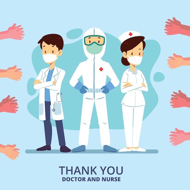 Thank you nurses and doctors illustration concept