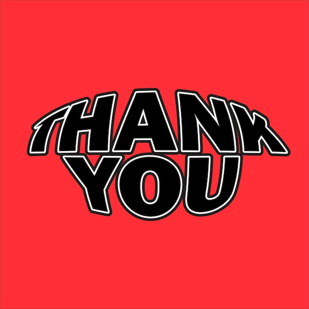 Thank You Rounded Text Style Banner with Red Background
