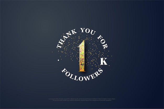 Thank you so much for 1k followers. with gold glitter scattered about.