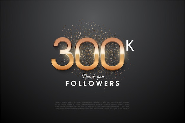 Grazie mille 300k follower con una figura luminosa e luminosa al centro.