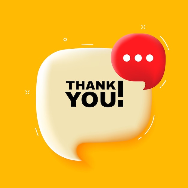 Thank you Speech bubble with Thank you text 3d illustration Pop art style Vector line icon for Business and Advertising