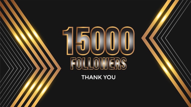 Vector thank you template for social media 15k followers, subscribers, like. 15000 followers