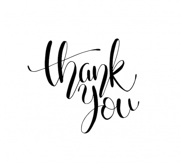 Thank you text, handwritten. Calligraphy lettering illustration 