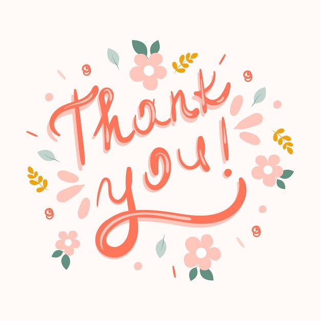 Vector thank you vector illustration with flowers