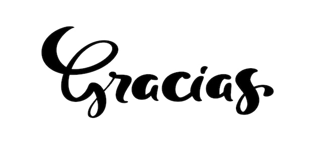 Thank you vector lettering text in spanish Gracias Hand drawn phrase Handwritten modern brush