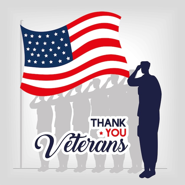 Vector thank you veterans lettering