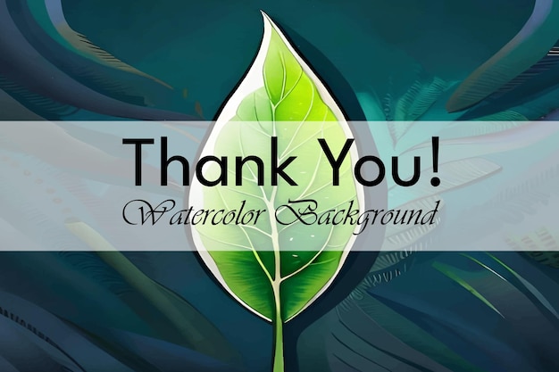 Vector thank you watercolor leave background template with vector