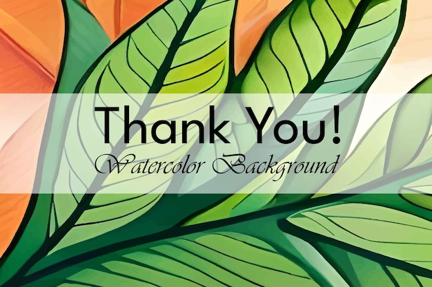 Vector thank you watercolor leave background template with vector