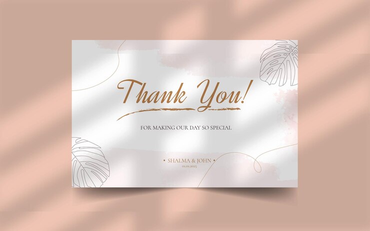 花の抽象的な有機的な形のテンプレートと結婚式のカードをありがとう
