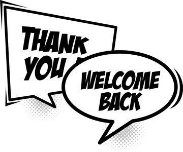 Welcome back handwritten text in speech bubble Vector Image