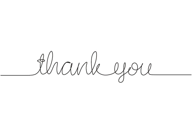 Thank you word continuous line art drawing text one single hand drawn minimalist typography