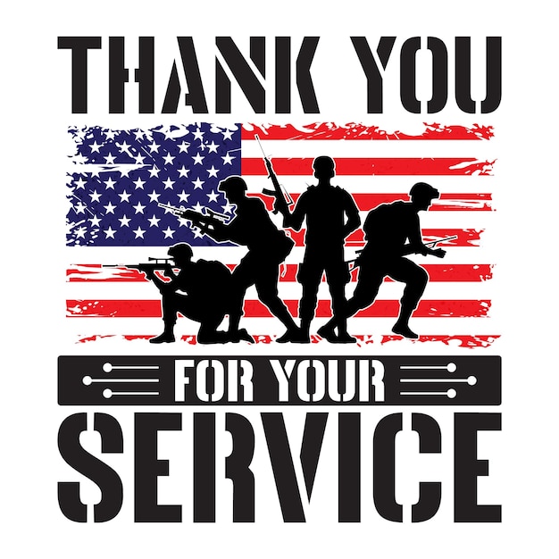 Vector thank you for your service tshirt design