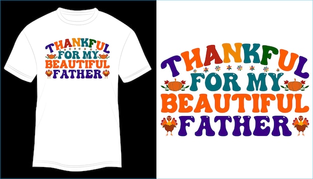 Благодарен за векторную иллюстрацию дизайна футболки "Мой прекрасный отец"
