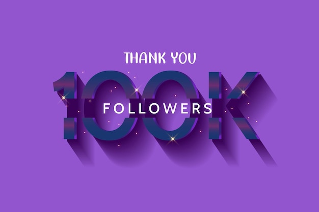 Thanks 100k followers text effect vector