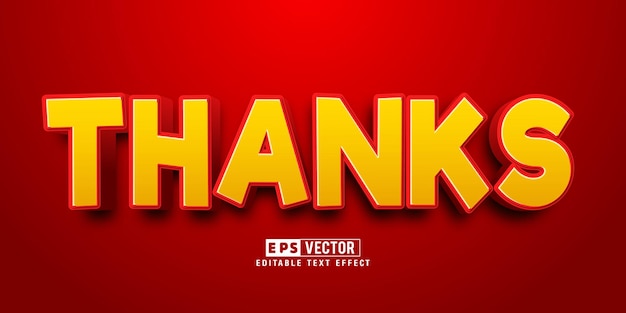 Thanks 3d editable text effect vector file with cute background