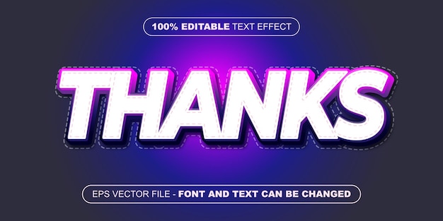 Thanks 3d editable text effect