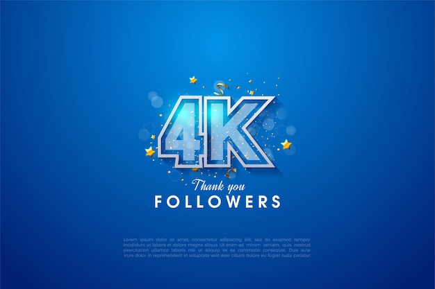 Grazie a 4k follower con numeri a strisce bianche e blu