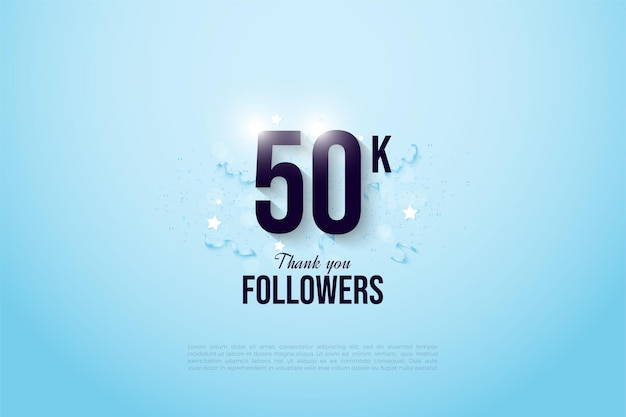 Grazie a 50k follower con numeri scintillanti su uno sfondo azzurro cielo.