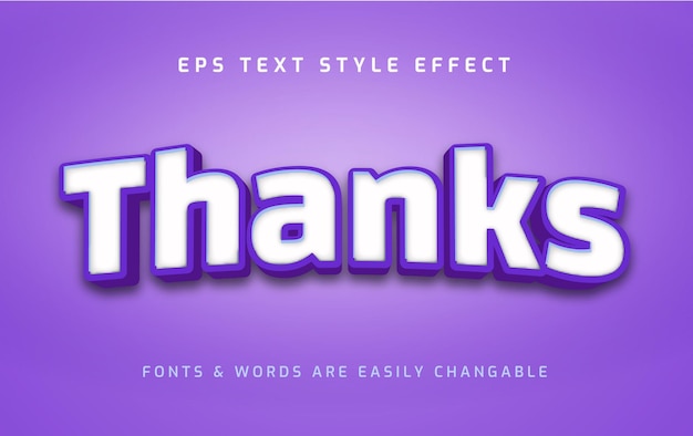 Thanks bold and blue 3d text style effect