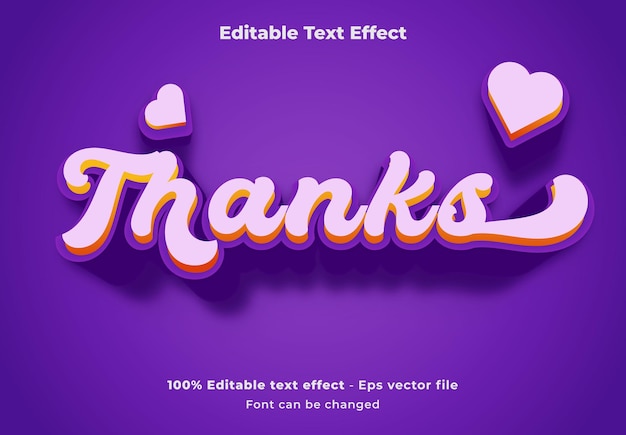 Thanks editable 3d text effect design