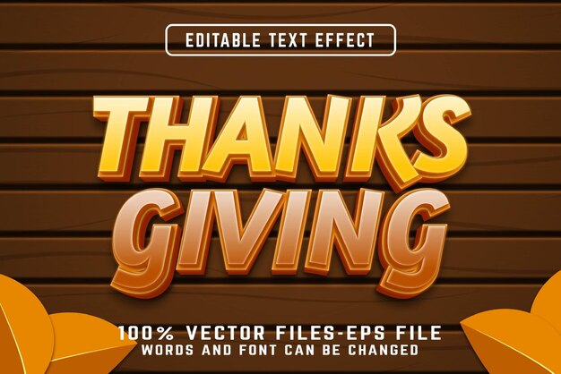 Vector thanks giving 3d editble text effect