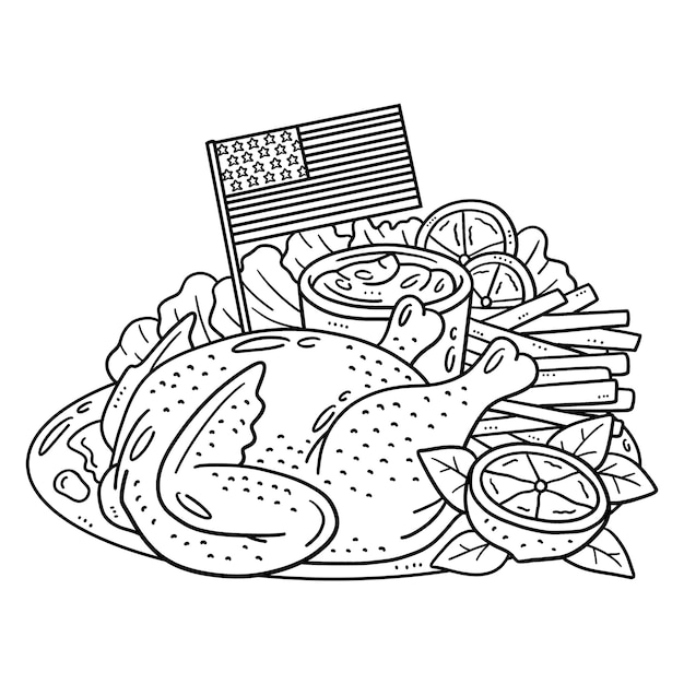 Thanks Giving Dinner Isolated Coloring Page