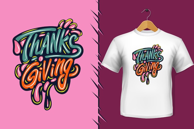 thanks giving graffiti lettering typography art illustration