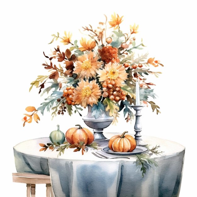 Vector thanks giving table vector design art watercolor effects
