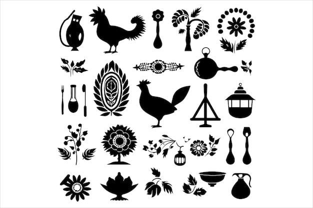 Thanks giving Turkey Silhouette turkey day vector elements