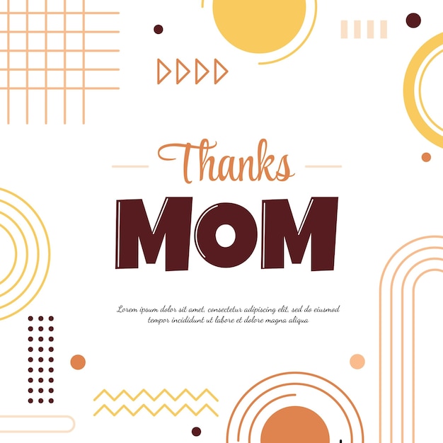 Thanks mom mother day square card memphis abstract style