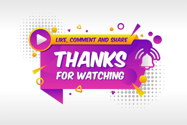 Premium Vector | Thanks for wacthing like share and comment banner ...