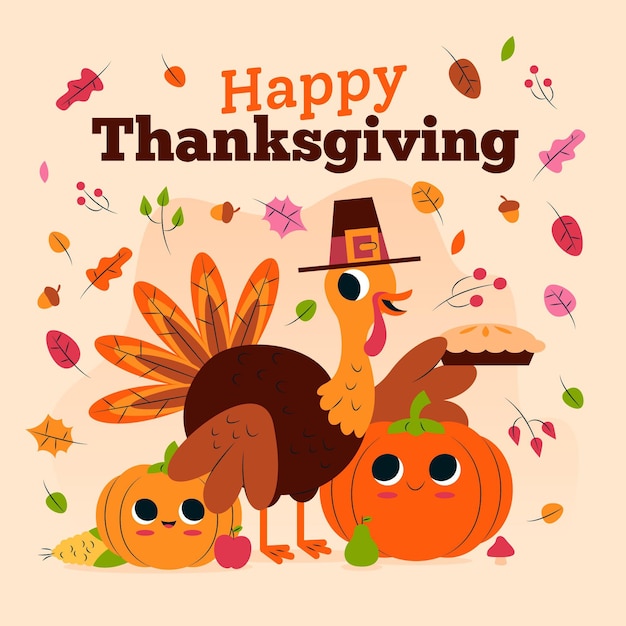 Vector thanksgiving achtergrond in plat ontwerp