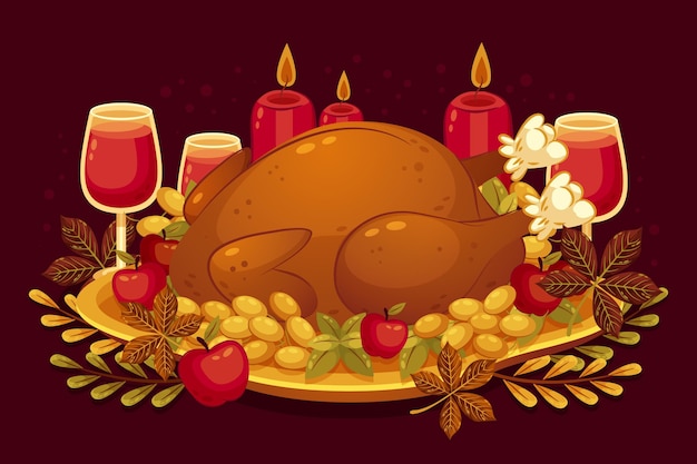 Thanksgiving achtergrond in plat ontwerp