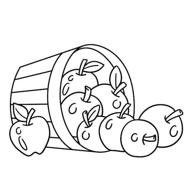 Thanksgiving Apple Isolated Coloring Page for Kids