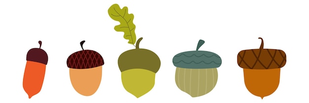 추수 감사절과 가을 도토리 아이콘 및 그림 설정 잎 개요 벡터 아이콘 기호 로고 그래픽
